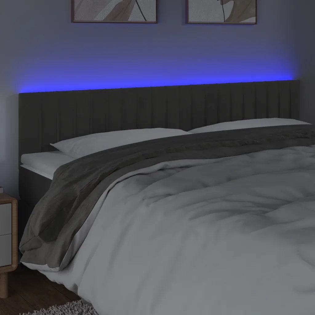 Testiera | Testata a LED Grigio Scuro 160x5x78/88 cm in Velluto