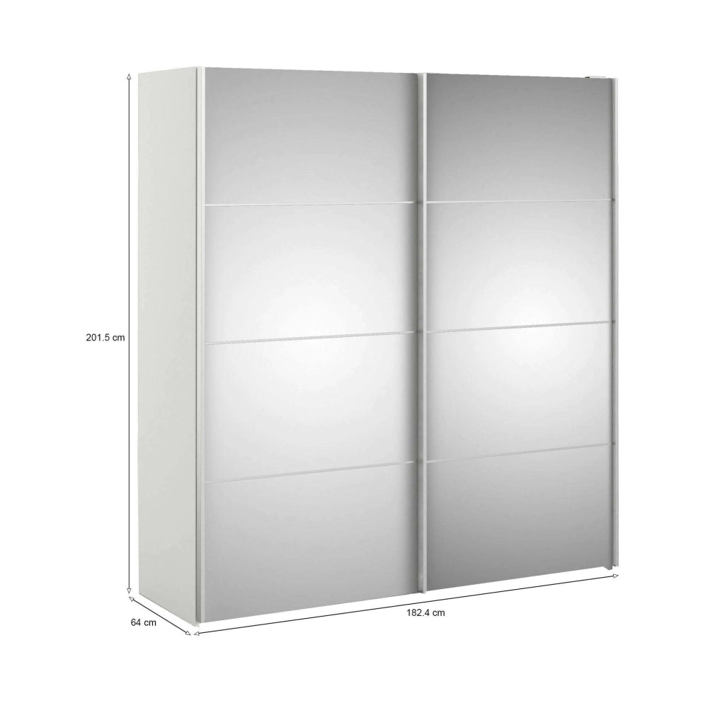 Guardaroba 2 ante Bema, Mobile camera da letto, Cabina armadio portabiti, Armadio appendiabiti, 182x64 h202 cm, Bianco
