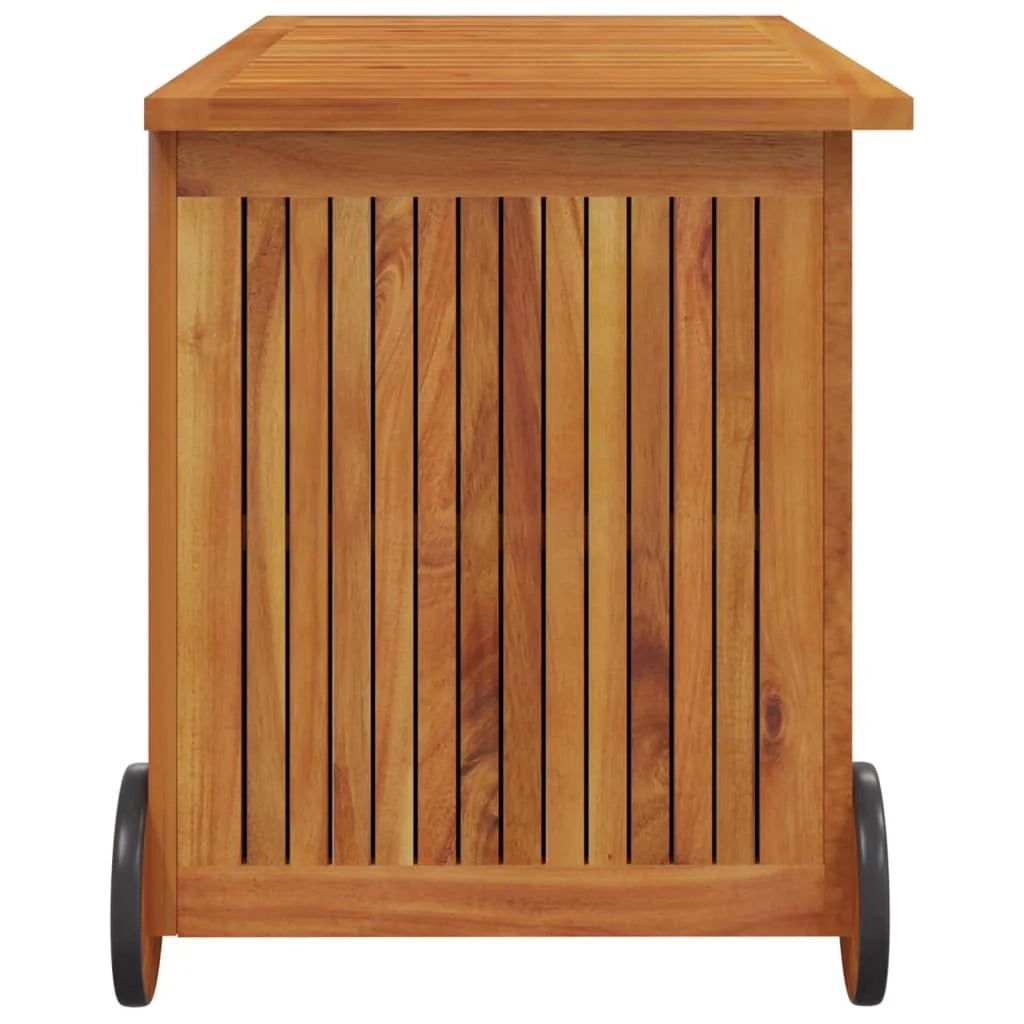 Baule da giardino con ruote 90 x 50 x 58 cm legno di acacia 02_0013067