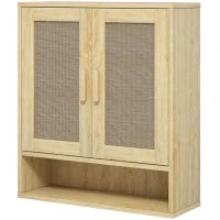 Mobile da parete per bagno, mobile wc sospeso con doppia porta e ripiano aperto 59 x 20 x 66,5 cm effetto legno di quercia