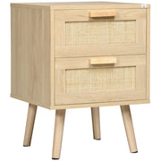 Comodino con 2 Cassetti in Legno ¨C zephmum ¨C 40x40x56 cm Legno Naturale