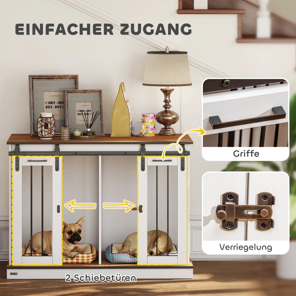 Gabbia per Cani ¨C zephmum ¨C Rustico, Bianco, 2 Porte