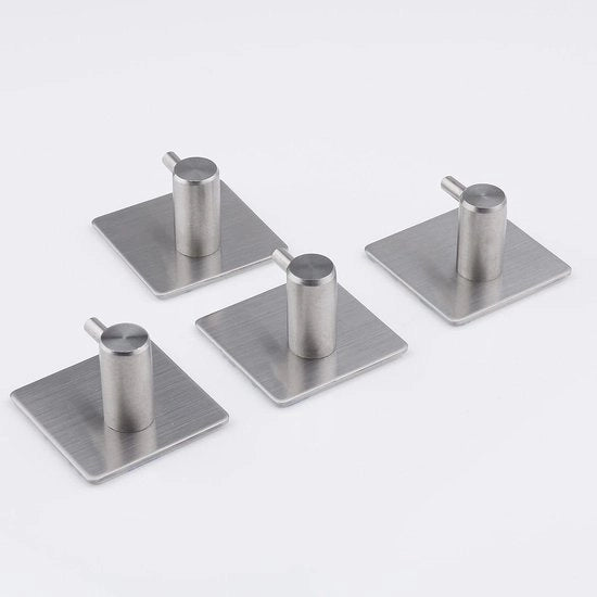 Maniglie per asciugamano in acciaio inossidabile - Autoadesivi - Resistente - Applicabili su parete - Adatti per asciugamano cappello e vestaglia - Idonee per bagno cucina camera da letto - 4 pacchi maniglie in acciaio inossidabile Zilver