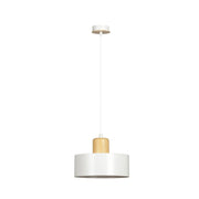 Lampada a sospensione TORIN in acciaio bianco e legno