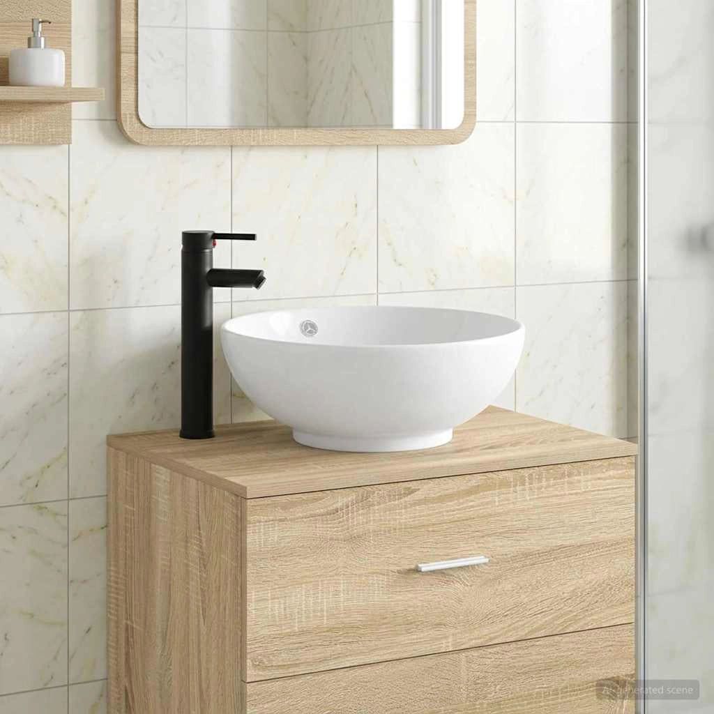 Lavabo con rubinetto e scarico Nero Opaco 44 x 44 x 16 cm 890247