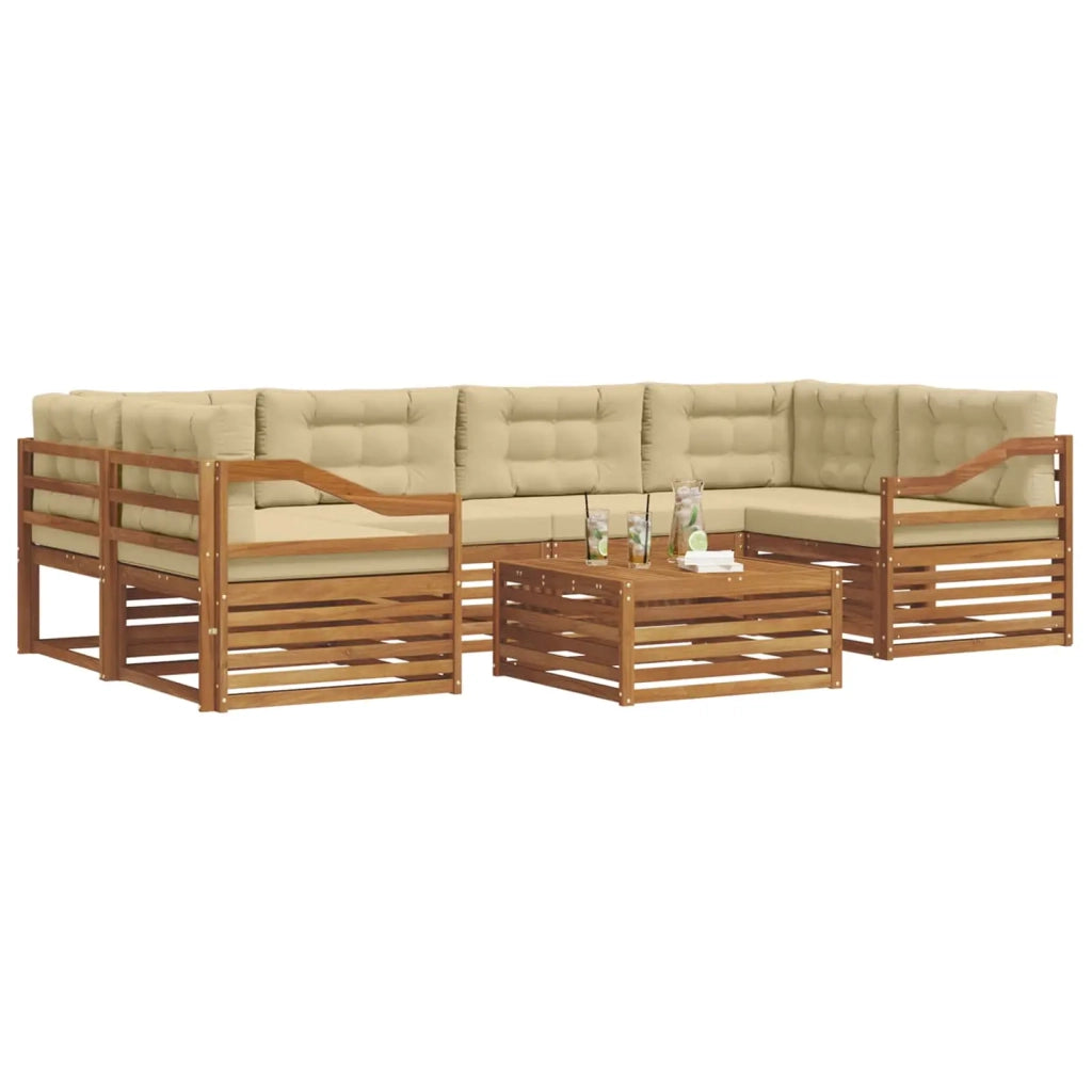 Set di divani da esterno con cuscino 7 pcs Naturale e Beige