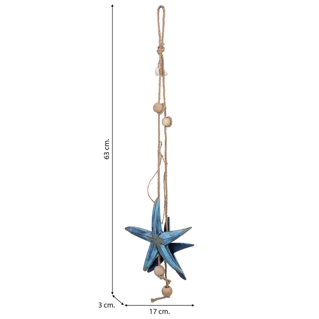 Campanello a vento in legno blu, 17x3x63h cm