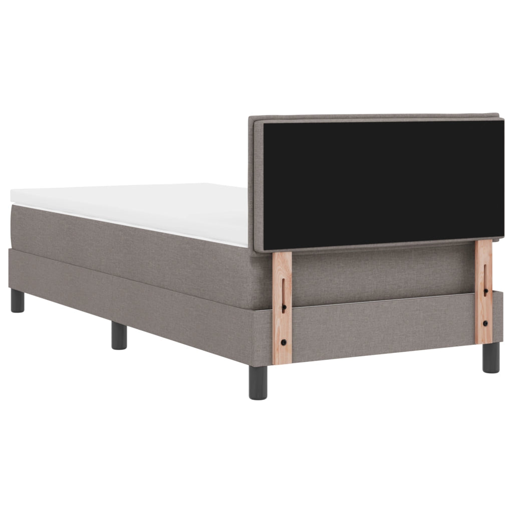Letto con box spring e materasso taupe 90x200 cm in tessuto