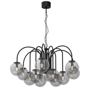 Lampadario Cambridge glamour nero 12 sfere fumé E14