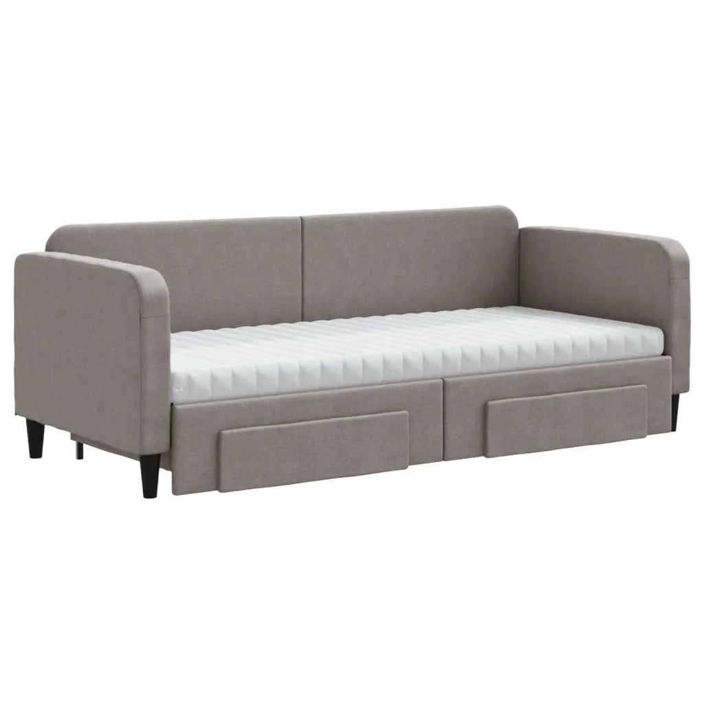 Divano Letto Estraibile con Cassetti Tortora 80x200 cm Tessuto 3196868