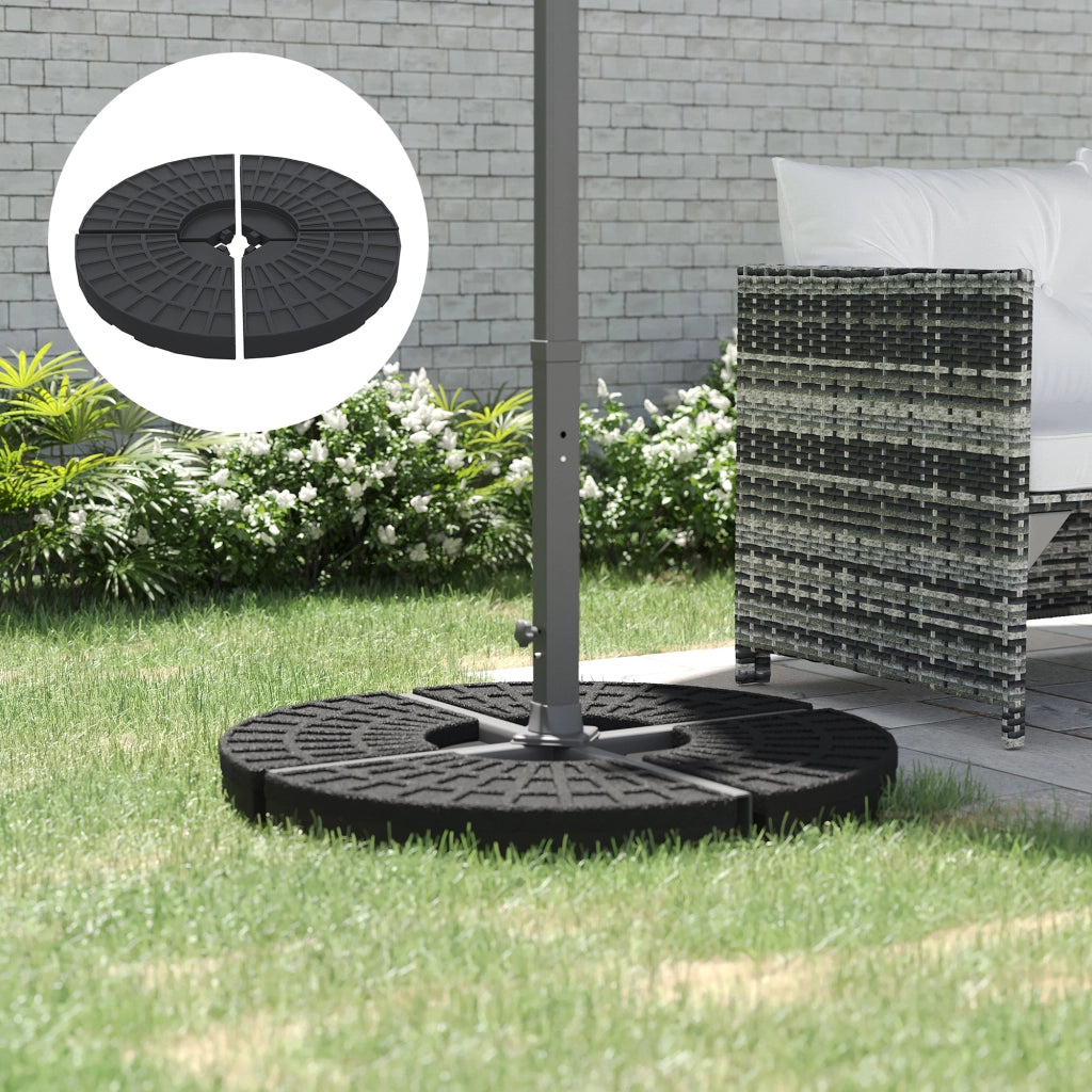 Base per Ombrellone 4 Pezzi Riempi con Acqua 52 Litri ¨C zephmum ¨C Nero
