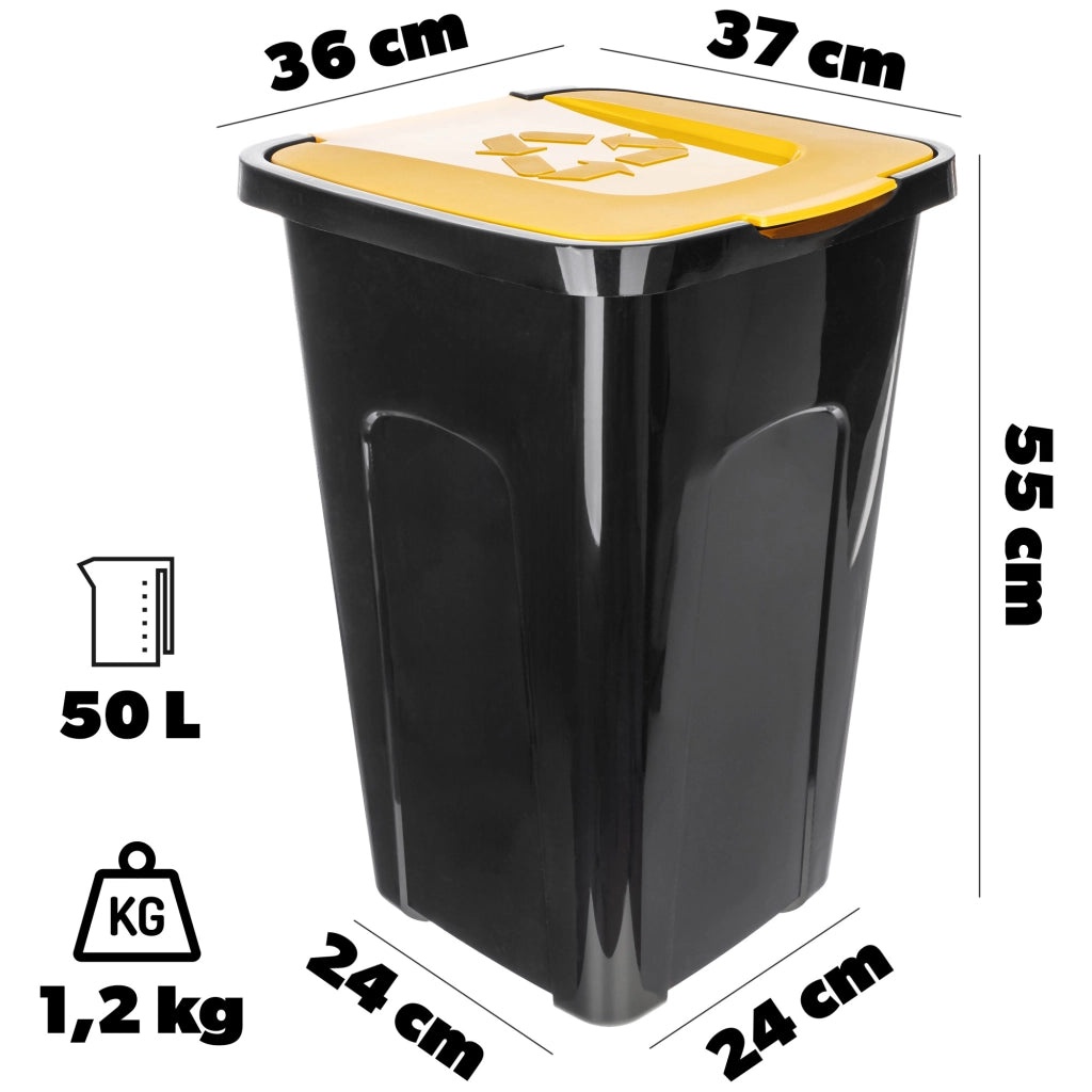 Contenitore per la raccolta differenziata KADAX, 50 litri, in plastica gialla.