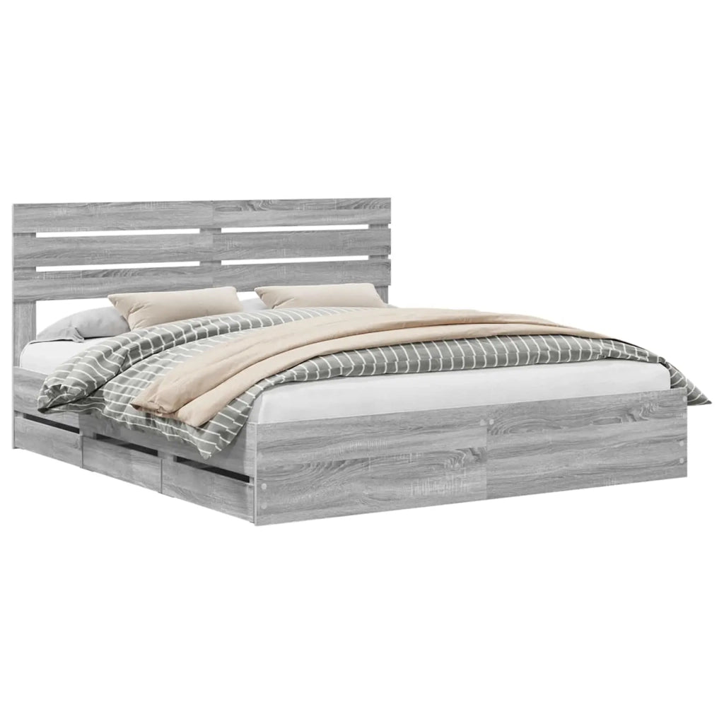 Struttura del letto con cassetto Grigio Sonoma 200 x 200 cm 3411483