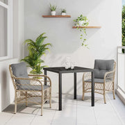 Set da Pranzo per Giardino con cuscino 3 pcs Beige polyrattan 3380232