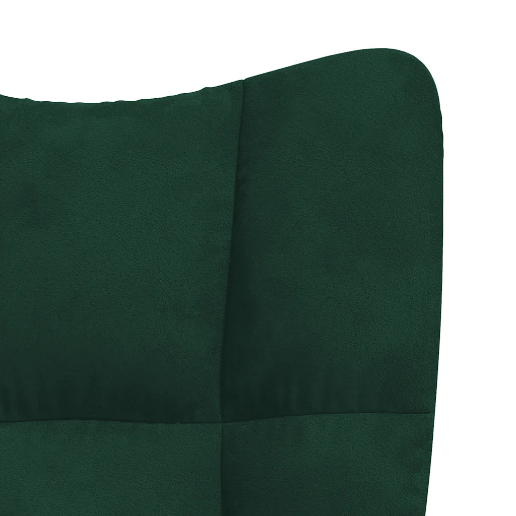 Poltrona a Dondolo | Sedia Relax con Poggiapiedi Verde Scuro in Velluto