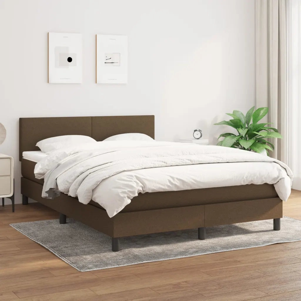 Giroletto a Molle con Materasso Marrone Scuro 140x200cm Tessuto 3139900