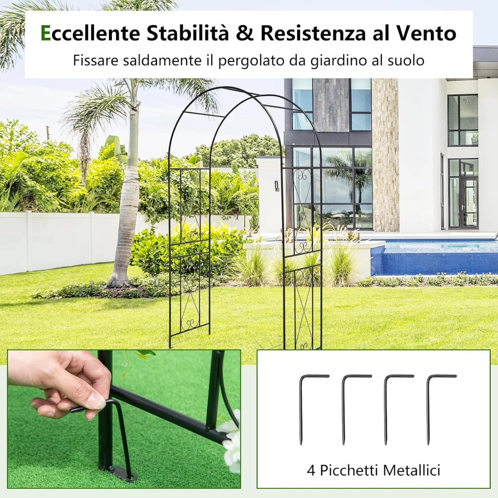 Arco da Giardino in Metallo Resistente per Piante Rampicanti, Rose e Viti, Grigliato per Decorazioni di Matrimoni e Feste, Supporto per Piante per Cortile e Patio