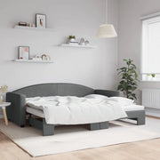 Divano Letto con Letto Estraibile Grigio Scuro 90x200cm Tessuto