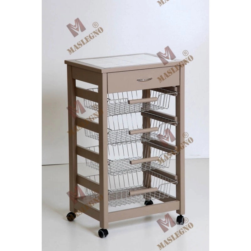 Carrello portafrutta Vesuvio con cassetto senza base - noce