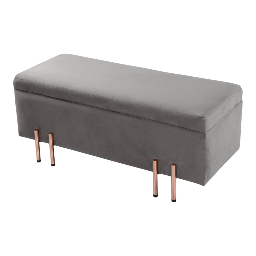 Ottomana Dals Cassapanca con Seduta Imbottita 118x40x42 cm Grigio [en.casa]