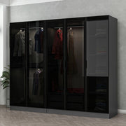 Armadio Camera da Letto Sinibalda, Guardaroba Grande Appendiabiti, 225x210h cm Nero Antracite