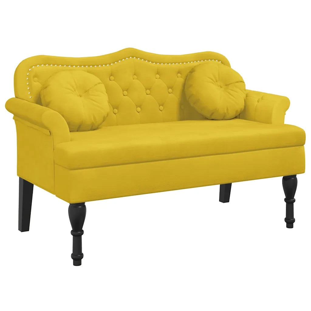 Panca con Cuscini Gialla 120,5x65x75 cm in Velluto CFW9683160