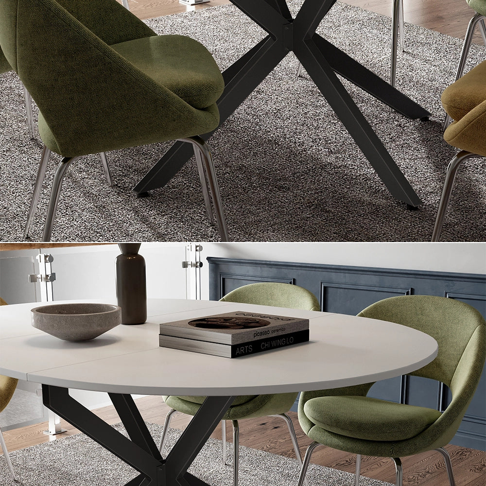 Tavolo da pranzo allungabile Loyd Bianco/Nero 120 x 76.5 cm Estensibile Vicco