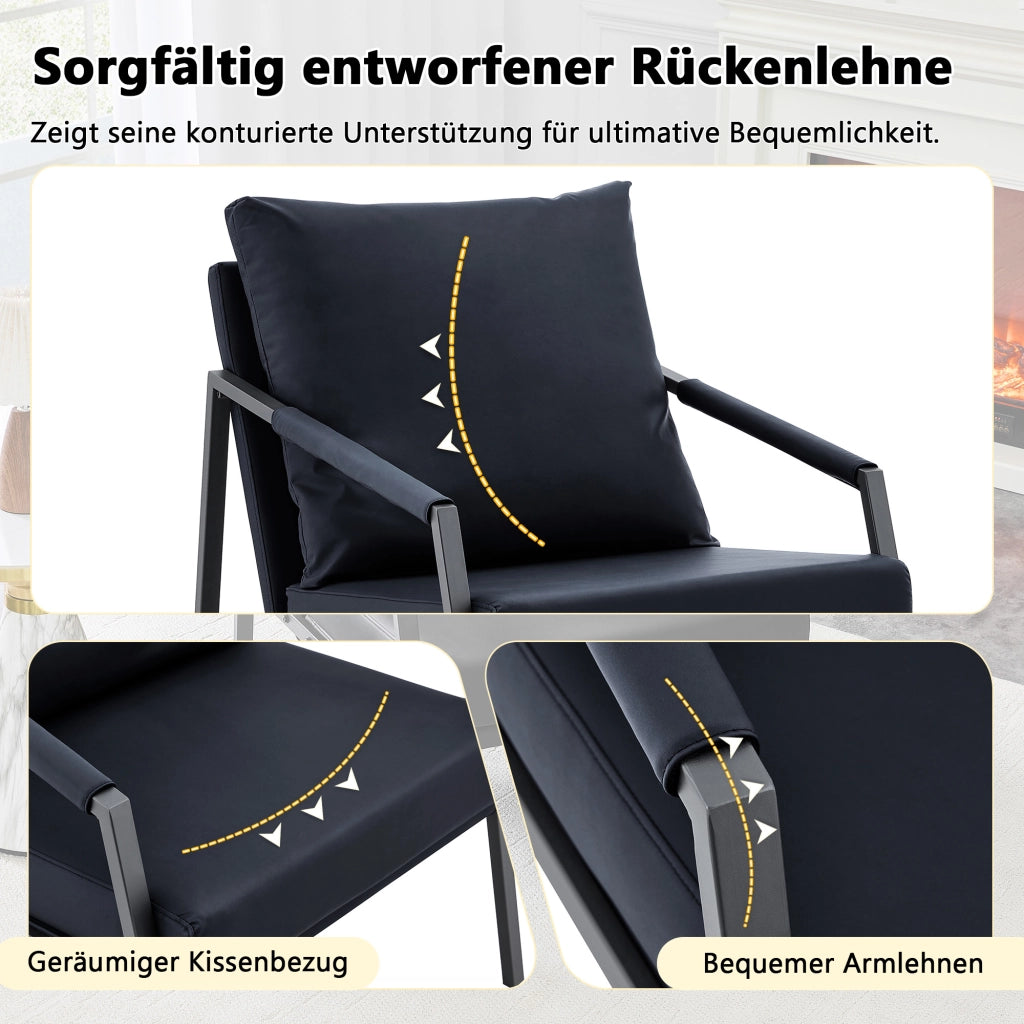 POLTRONA in ecopelle PU nera 91,5 x 68,0 x 32,5 cm