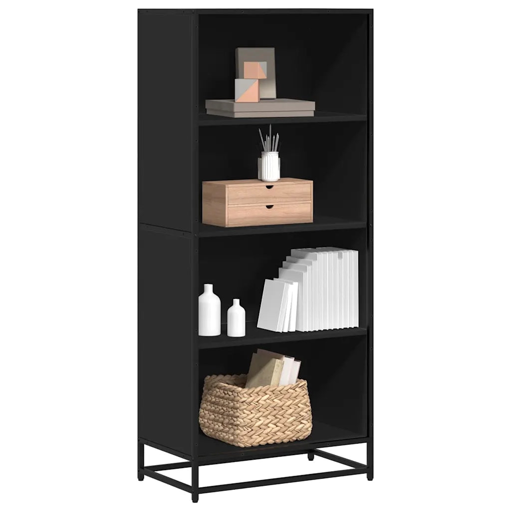 Libreria-Scaffale per Libri-Mobile di Stoccaggio Nera 60x35x139 cm in Truciolato