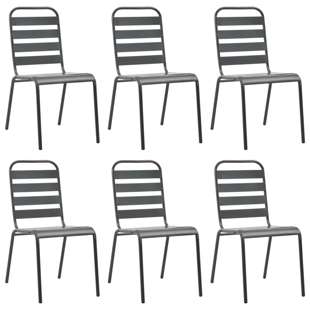 Set Mobili da Pranzo per Giardino 7 pz in Acciaio Grigio Scuro cod mxl 70894