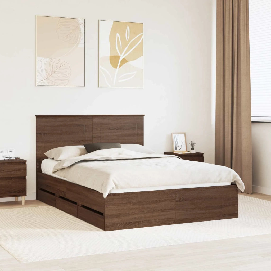 Struttura del letto con cassetto Rovere Marrone 140 x 190 cm 3409460
