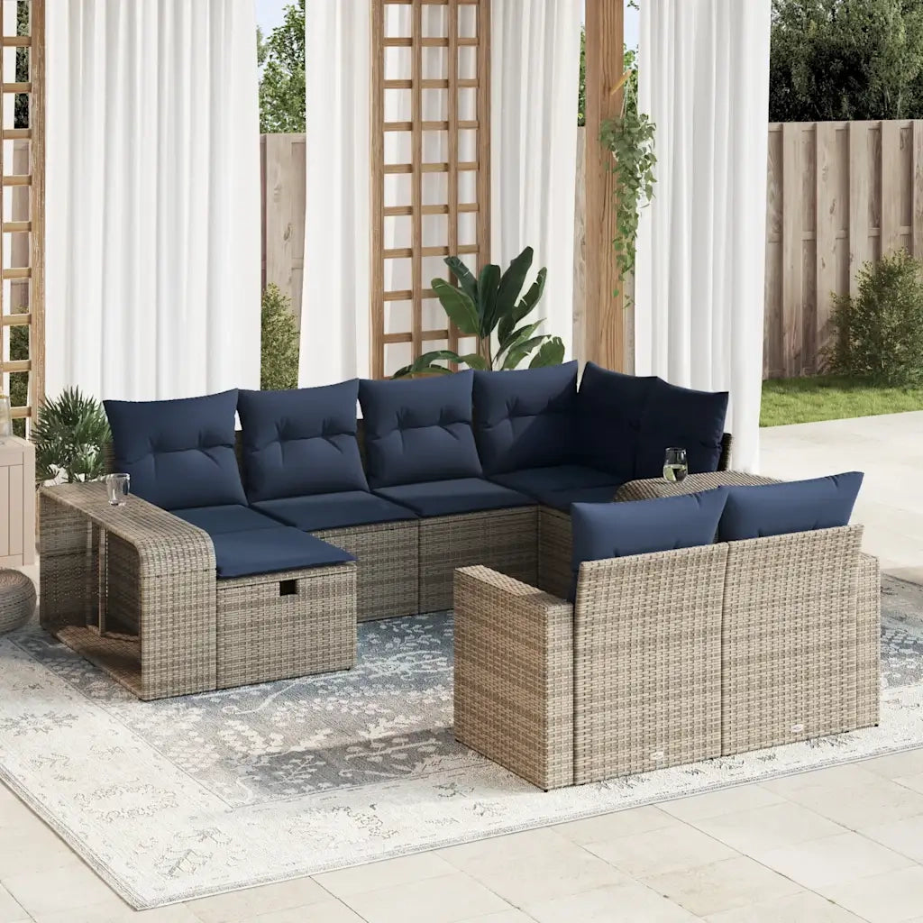 Set Divano da Giardino 10 pz con Cuscini Grigio in Polyrattan 3326065