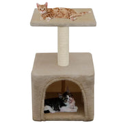 Tiragraffi albero per gatti cuccia per gatti peluche in sisal 55 cm beige 3702066