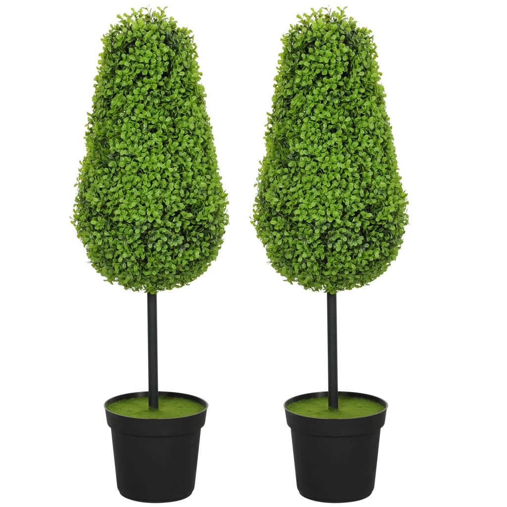 Set 2 Pezzi Finto Bosso in Vaso 90cm ¨C zephmum ¨C Verde Plastica
