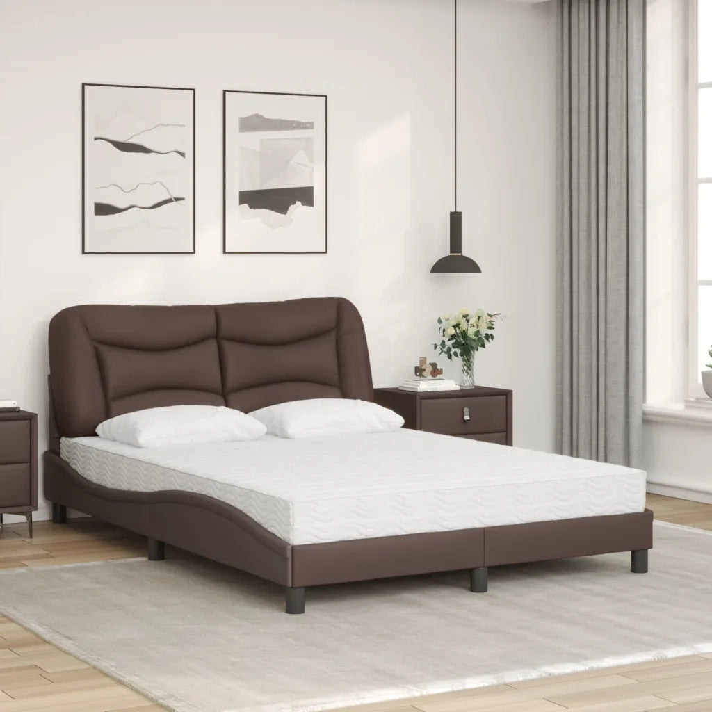 Letto con Materasso Hvar Marrone 120x200cm in Similpelle 3208712