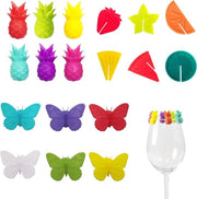 Etichette di vetro silicone colorate per bicchieri di vino e drink - 18 pezzi di etichette riutilizzabili per feste e decorazioni