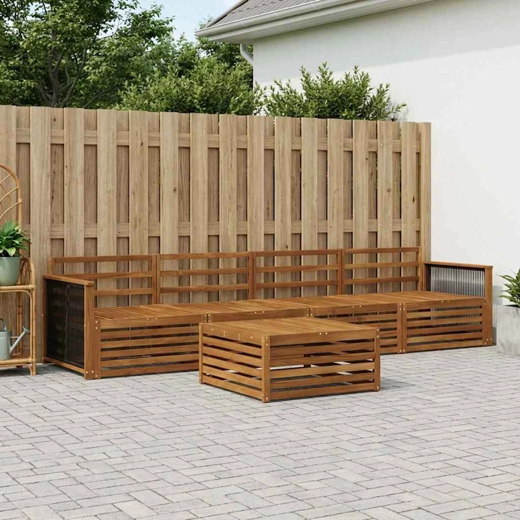 Set di divani da esterno 5 pz Naturale Legno di Acacia Massello 3382992