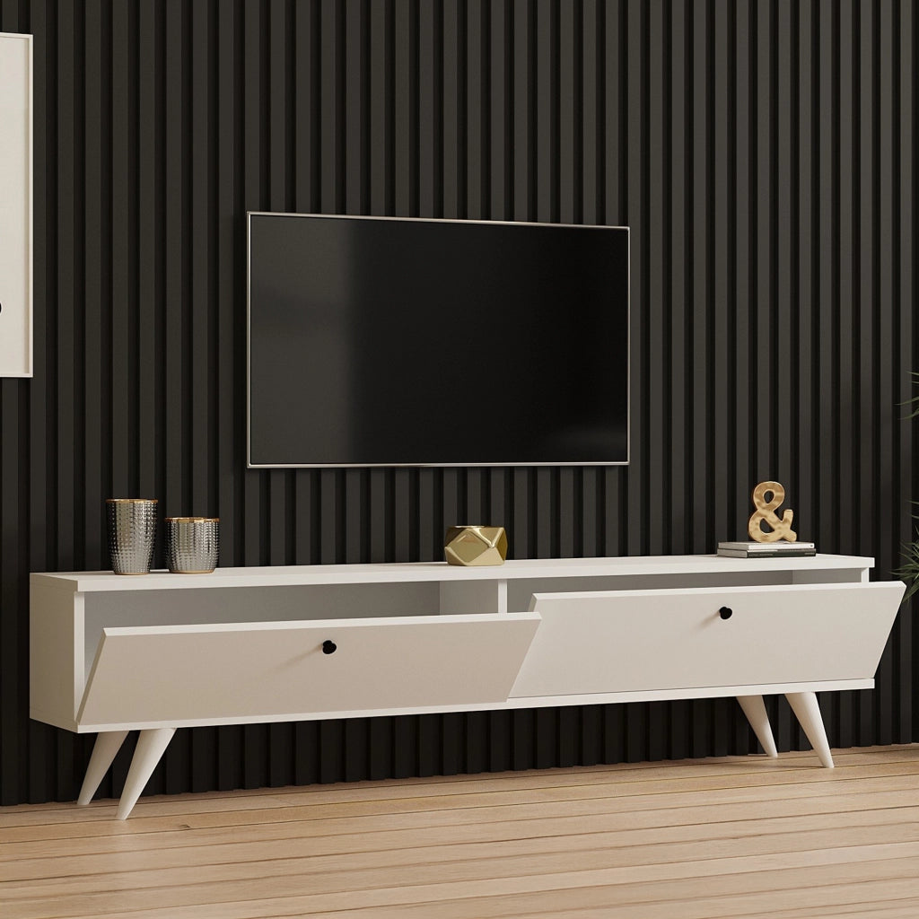 Atestino, Mobile Porta tv 2 Ante, 160x25x40h cm Bianco