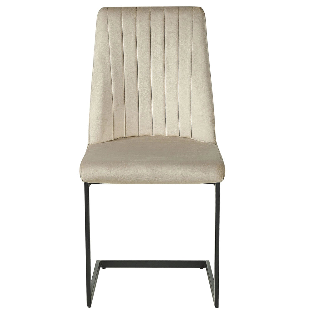 Set di 2 sedie da pranzo con sedile imbottito in velluto color talpa per sala conferenze a sbalzo con schienale alto