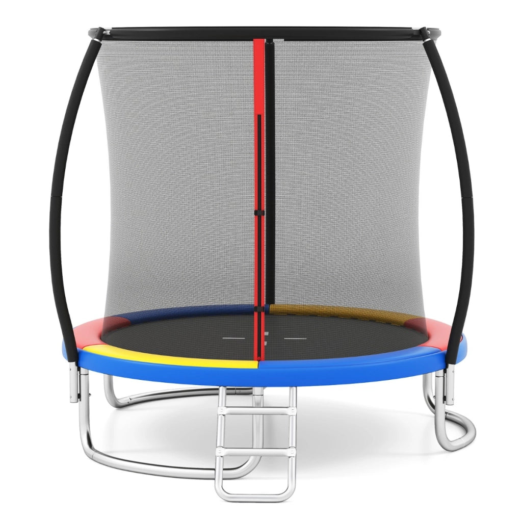 Trampolino ricreativo pesante con rete di sicurezza per bambini e adulti-Trampolino da esterno 244 cm in acciaio zincato antiruggine Colorato