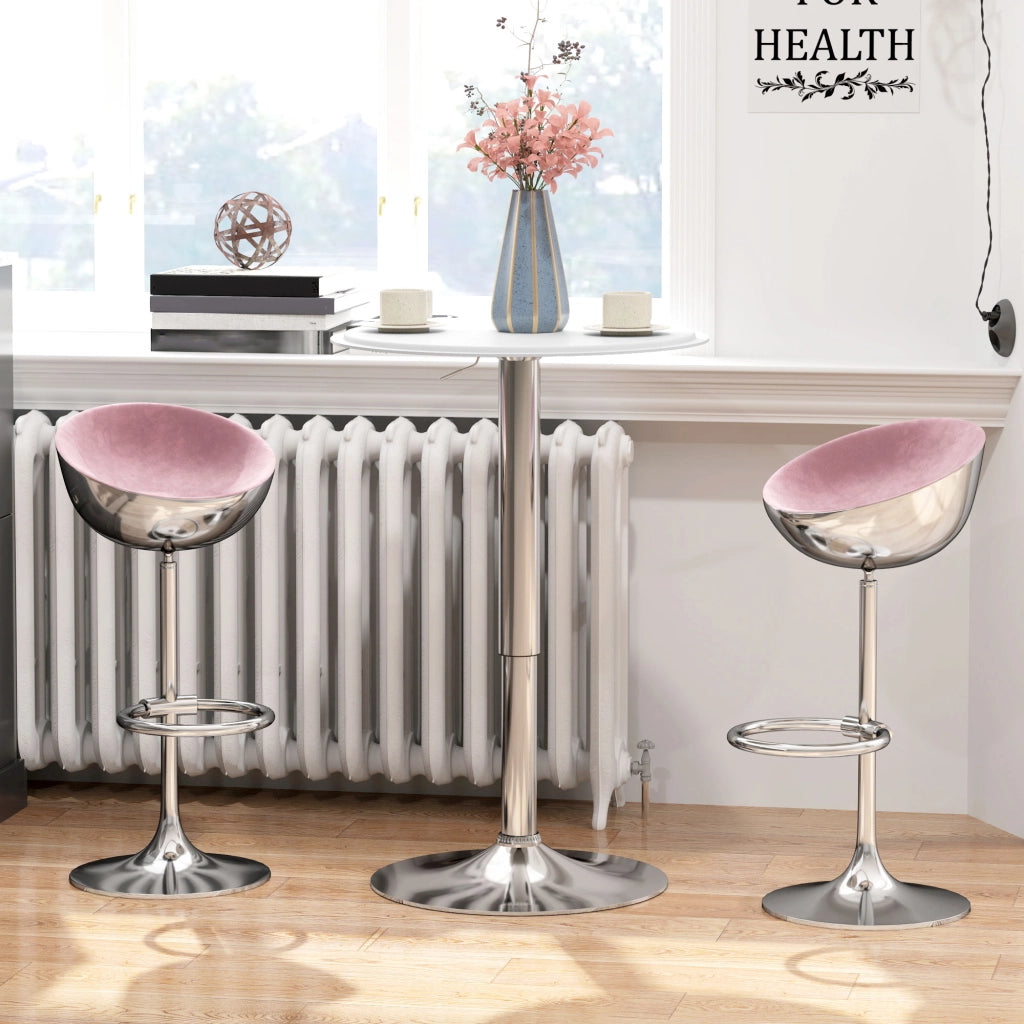 Tavolo da Bar Girevole con Altezza Regolabile ¨C Zephmum ¨C Bianco ?63x67-93 cm
