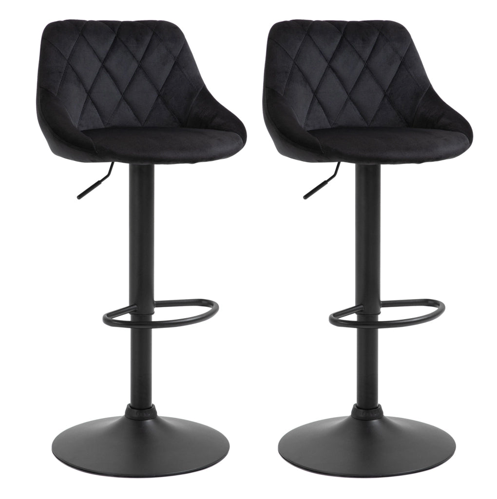 Set di 2 sgabelli da bar regolabili 46x48x83-104 cm neri in velluto e metallo