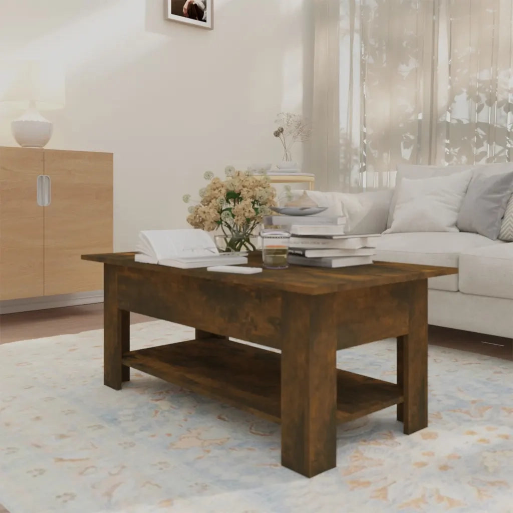 Tavolino da Salotto-Tavolino da soggiorno-Tavolo Rovere Fumo 102x55x42 cm in Truciolato