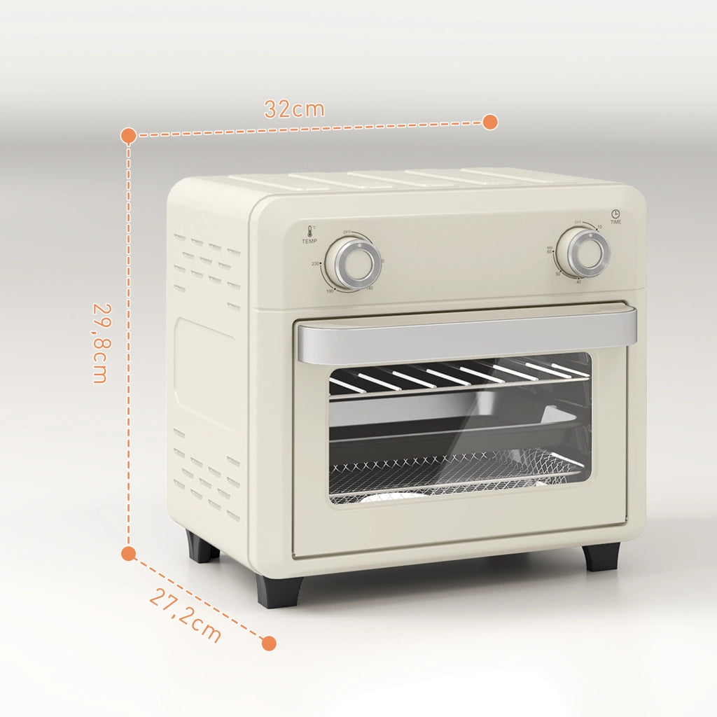 Forno ad Aria Calda per Grigliare, Cuocere e Friggere ¨C zephmum ¨C Timer, 1000W, Lavabile in Lavastoviglie, Bianco Crema
