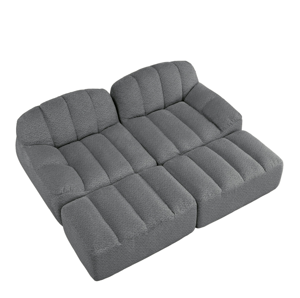 Divano modulare angolare senza struttura 210x165x79 cm in fleece granulato grigio
