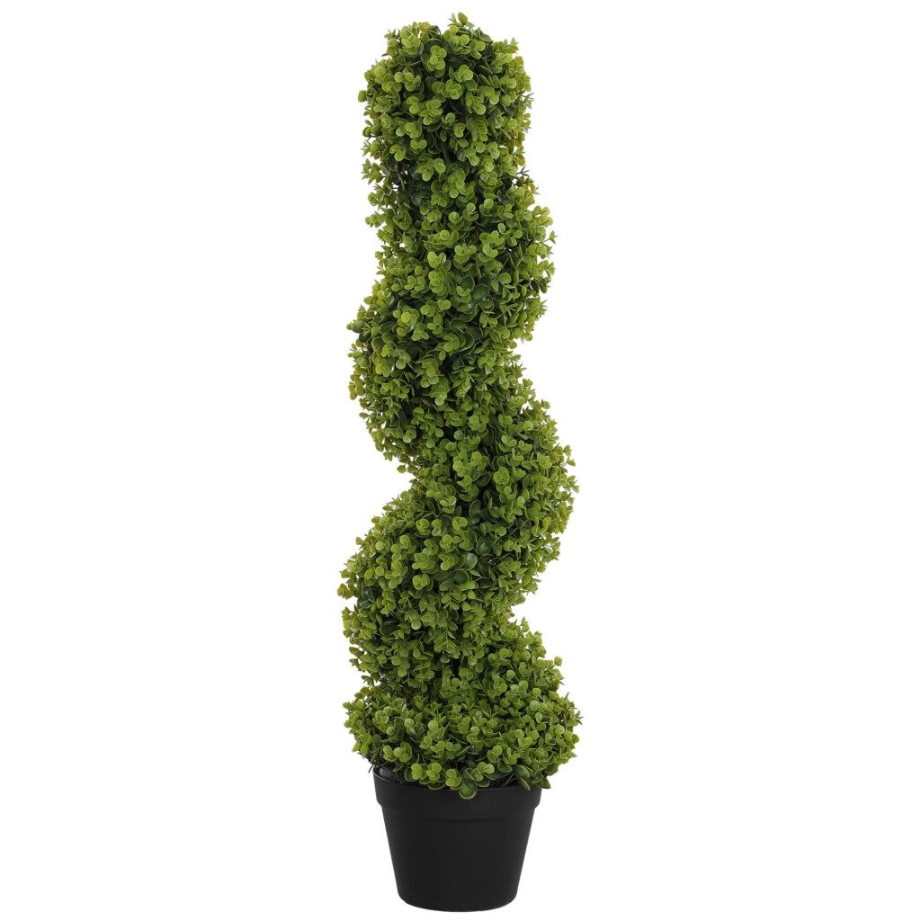 Pianta Artificiale di Eucalipto 90A cm a Spirale con Vaso Incluso per Interno ed Esterno Verde