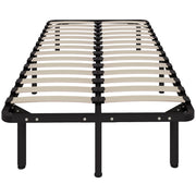 Letto Contenitore in Legno e Acciaio con Doghe ¨C zephmum ¨C 190x90x31 cm Nero e Legno