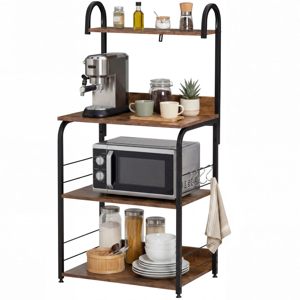Scaffale cucina 3 ripiani in legno effetto mogano ¨C Xylo ¨C struttura metallo 60x40x125 cm