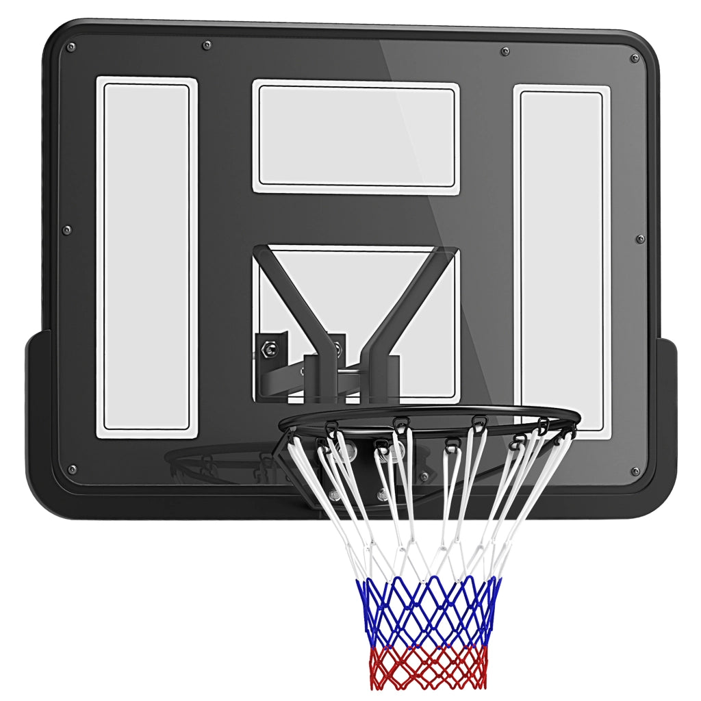 Canestro da Basket da Parete 110x75 cm con Tabellone e Molla Resistente per Interno ed Esterno Nero