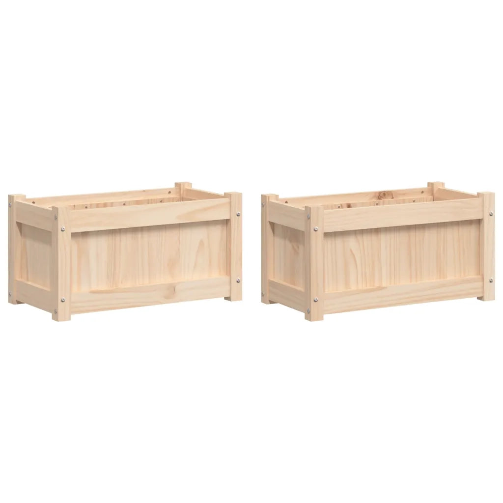 2 pz Fioriere | Cassetta per fiori | Vaso da Giardino in Legno Massello di Pino